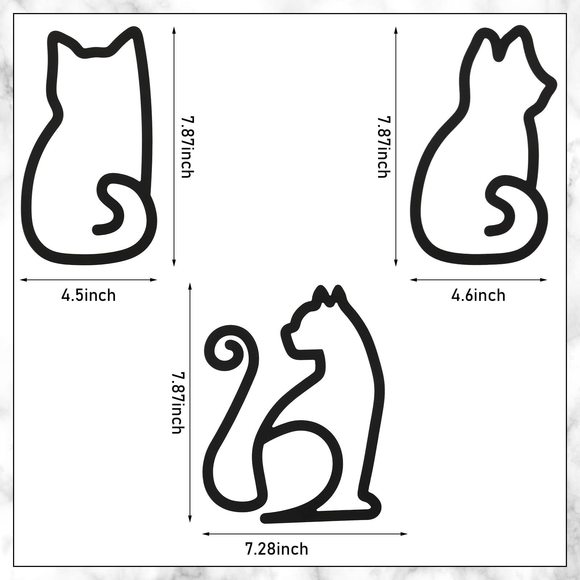 3 Pieces Black Cat Metal Wall Art Wire Wall Sign Cat Sign Decor For Kitchen🙈 - Picture 4 of 7